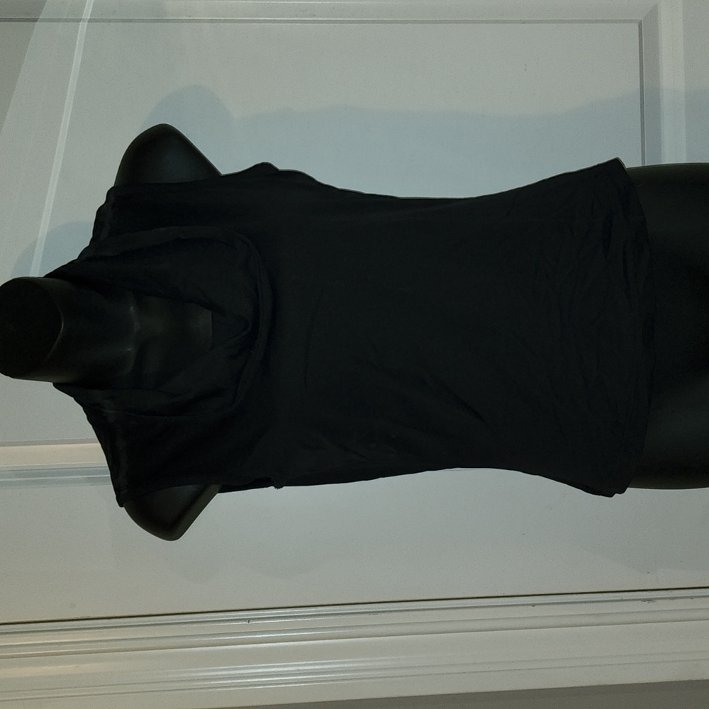 Women's black tank top with scoop neck